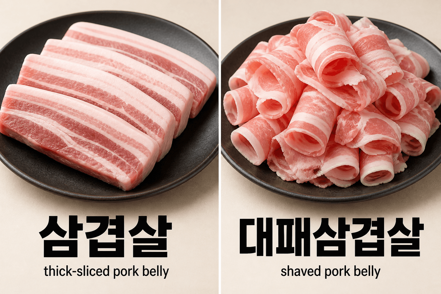 Two popular types of Korean pork